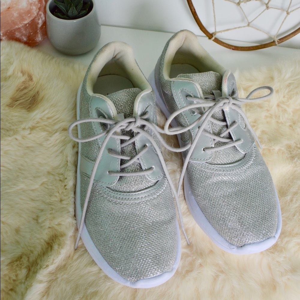 Glam Sparkly Silver Tennis Shoes